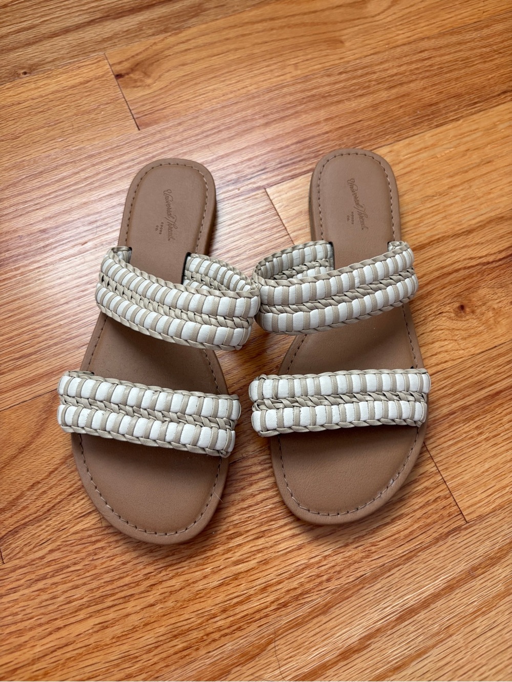 Universal Thread Cream Woven Double-Strap Slide Sandals